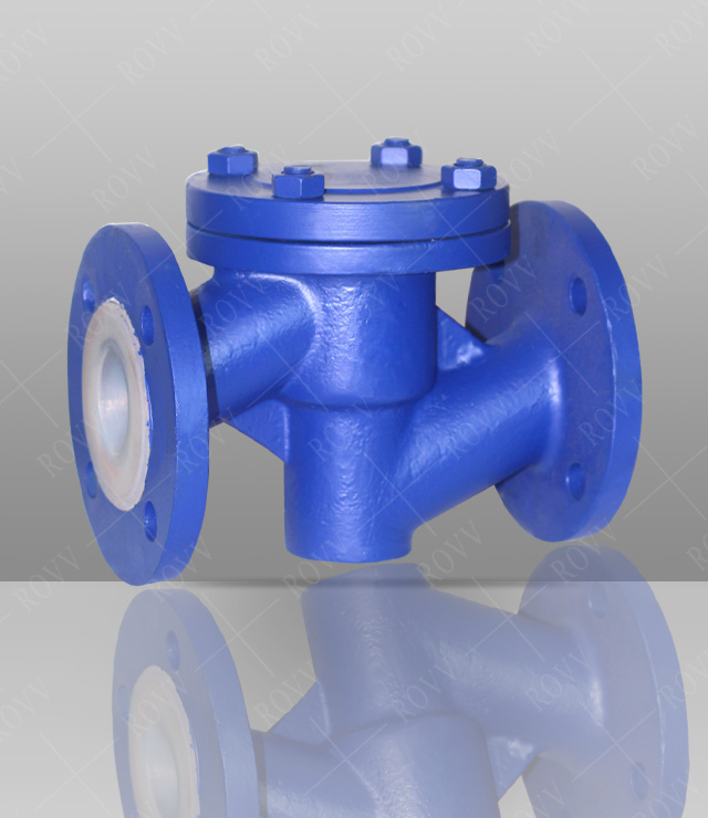 Fluorine lined straight lift check valve