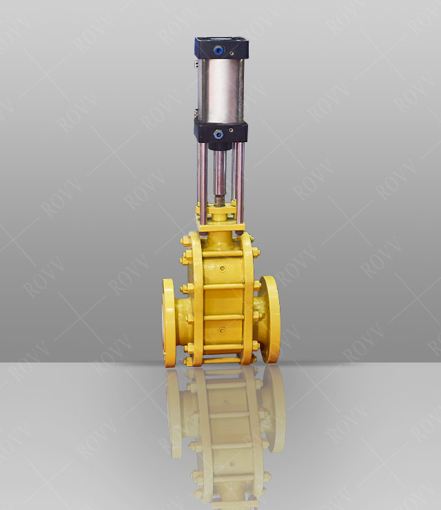 Pneumatic ceramic double gate valve