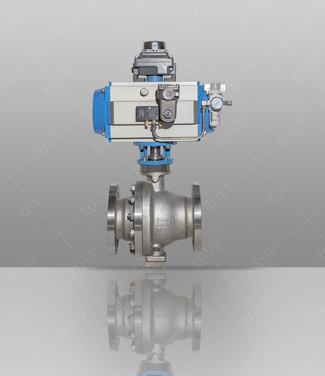 Stainless steel trunnion type ball valve (pneumatic)